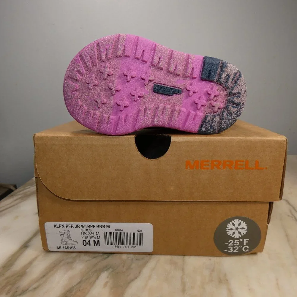 NiB Merrell Alpine Puffer JR Waterproof Backpacking Boot Rainbow Multi 4 Unisex - Picture 11 of 12